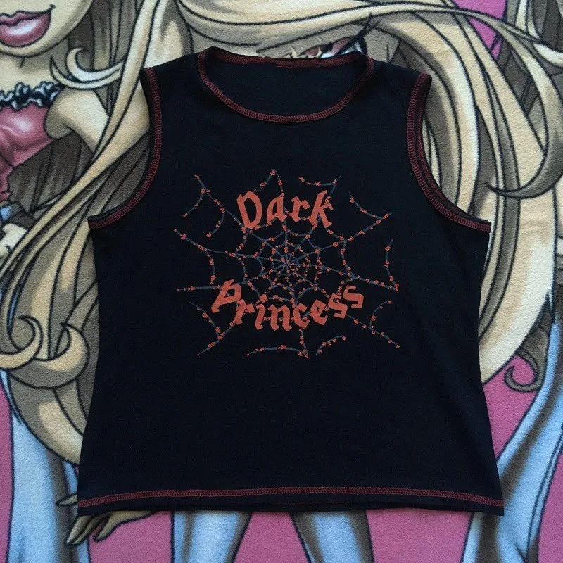 

Punk Y2K Vintage High Street Fashion Gothic Street Women's Top Tank Top Cool Letter Printing Women's T-shirt American Sleeveless