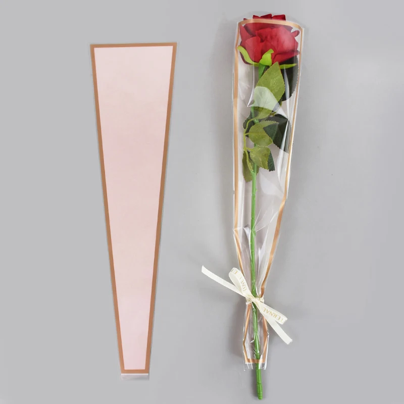 50 قطعة من أكياس تغليف الزهور الشفافة لتزيين هدايا باقة الزهور الوردية لعيد الحب وحفلات الزفاف وأعياد الميلاد