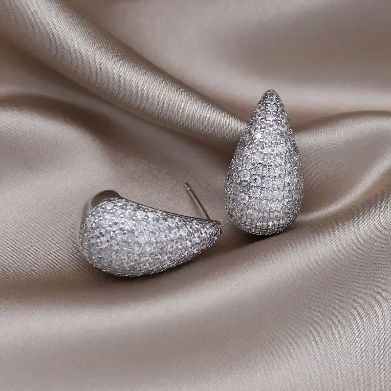 Korea's new design fashion jewelry luxury zircon waterdrop earrings Elegant women's wedding party accessories