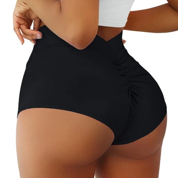 Womens Booty Shorts High Waist V Back Scrunch Workout Yoga Gym Shorts Dance Fitness Running Hot Pants Butt Lifting Rave Bottoms 1