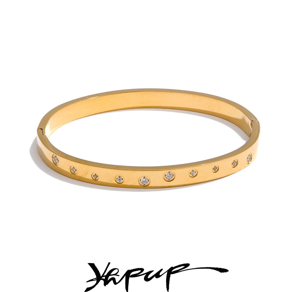 Yhpup 61mm Waterproof Stainless Steel Zirconia Round Wrist Bracelet