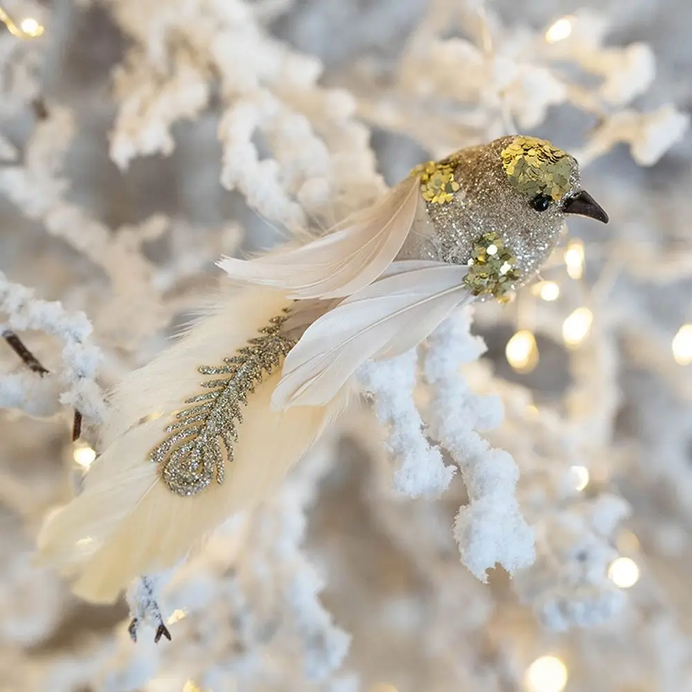 1 pair Glitter Christmas Birds Ornament Colorful Handmade Simulated Bird Pendant Realistic Exquisite Christmas Tree Decoration christmas decorations