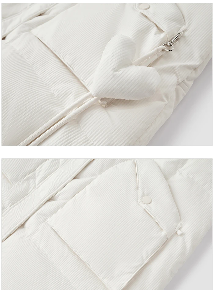 Down Jacket Women Medium Long Hooded Texture Winter Loose New Gentle Sweet Love Thick Jacket