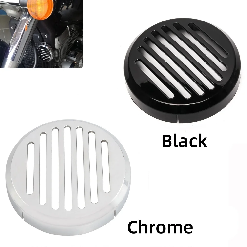

Motorcycle 3.5mm Horn Round Slotted Grille Horn Cover Chrome/Black For Honda Shadow VT1100 750 VTX1300C 1800C VLX600 ACE VF750