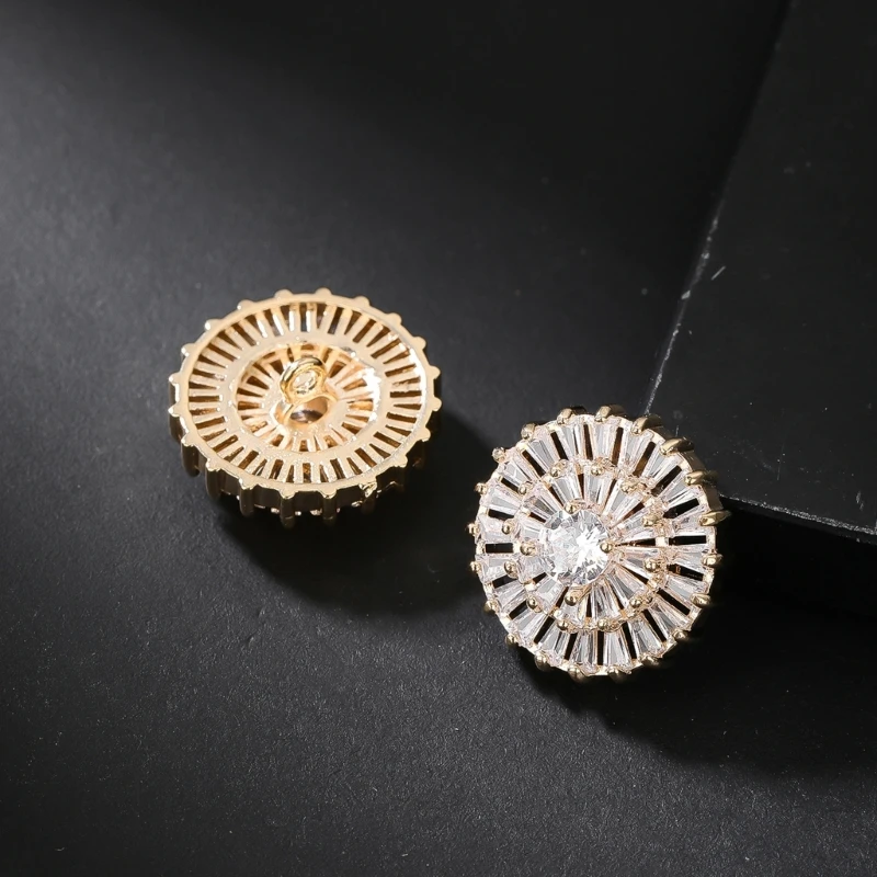 

2PCS Round Brass Crystal Buttons Sewing Decorative Buttons DIY Craft Dropship