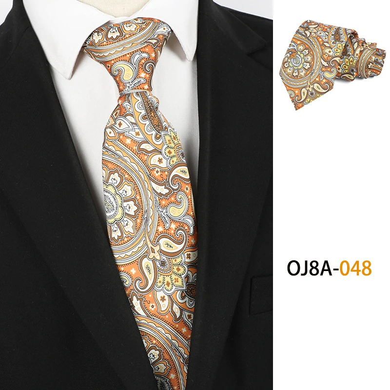 Modische 8 cm Herren-Krawatte, gutes Handgefühl, Druckmuster, klassische Krawatten für Herren, Polyester, Blumenmuster, formelle Business-Hochzeitsaccessoires – Detail 6