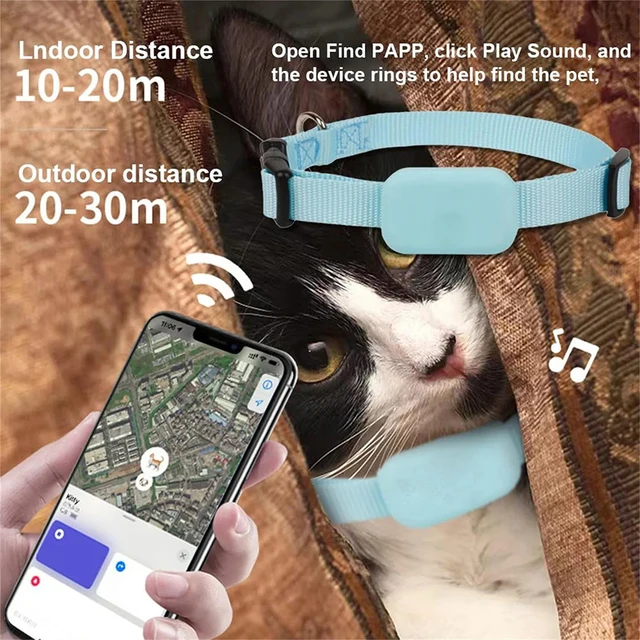 Waterproof Pet GPS Tracker - Dog & Cat Locator, Durable Silicone Collar, Lost Pet Recovery, No Subscription, iOS Android Compati