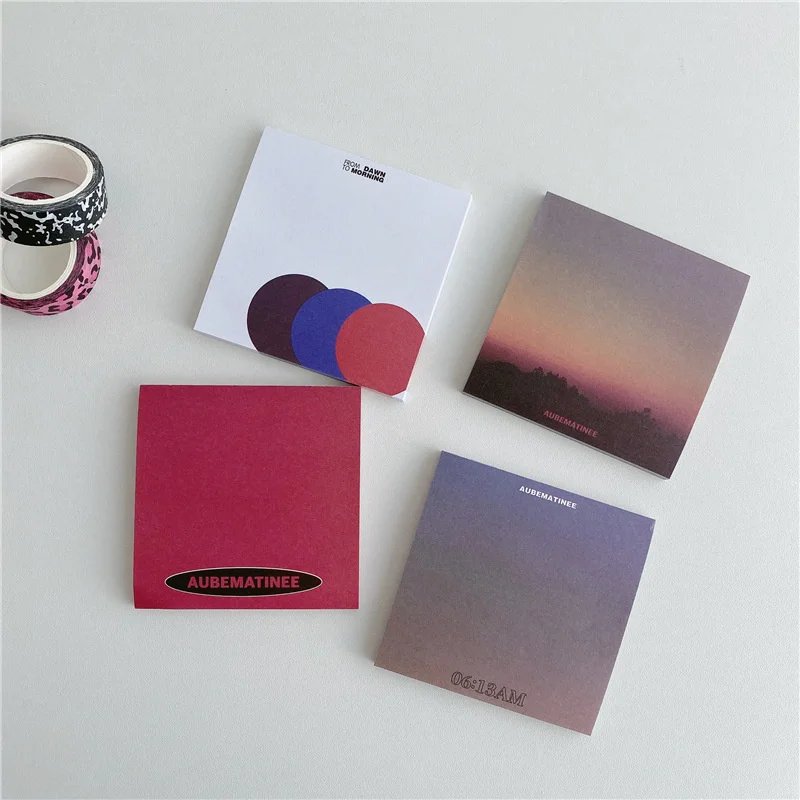 50 Sheets Korea Sunset Sceneryr Sticky Notes Kawaii Stationery Cute Memo Pad Notepad Office Leave Message Office Supplies