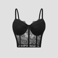 Soutien-gorge push up en maille semi-transparente pour femme, bustier tubulaire, corset noir sexy, bustier de soirée club, haut court, lingerie élégante 5
