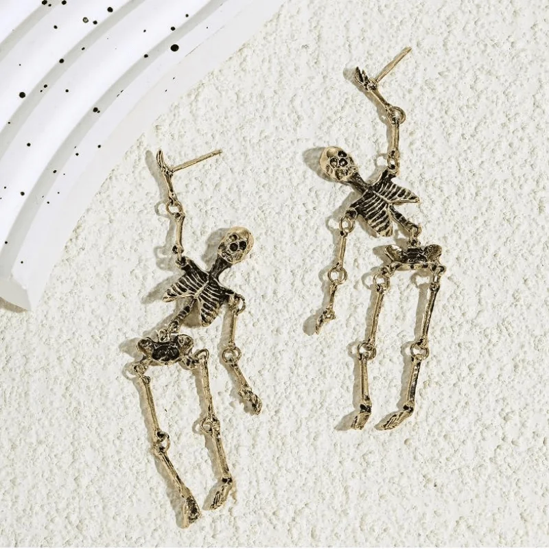 Pendant Earrings Geometric Earrings Hiphop/Rock Skeleton Alloy For Women Punk Silver Color Metal Eardrop Party Birthday Daily Jewelry