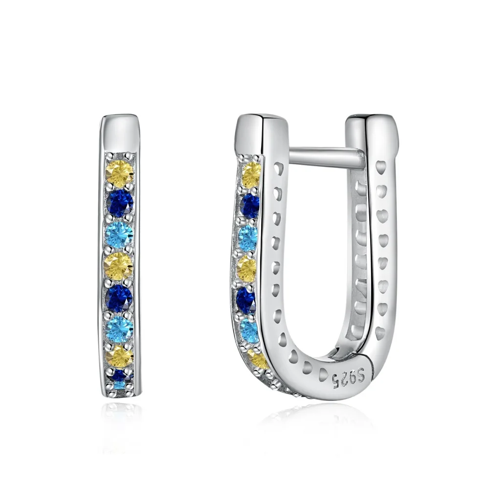 

Женские серебряные серьги 925 пробы, U-образные цветные циркониевые, модные, стильные, дизайнерские, женские Украшения для ушей