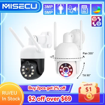 MISECU 무선 AI IP 카메라, 양방향 통신, 야외 컬러 야간 인간 감지 레코드 감시 카메라, ONVIF, 3MP, 5MP