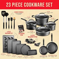 Set – 23 Piece –Black Multi-Sized Cooking Pots with Lids, Skillet Fry Pans and – Reinforced Pressed Aluminum M 2