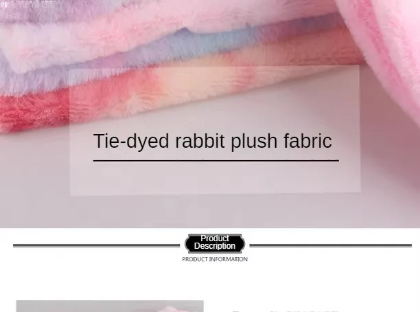 Description Picture 3 of itemTie Dye Faux Rabbit Plush Fur Fabric Per Meter for Toys Clothes Hats Scarf Dolls Diy Sewing Gradient Smooth Soft Rainbow Cloth