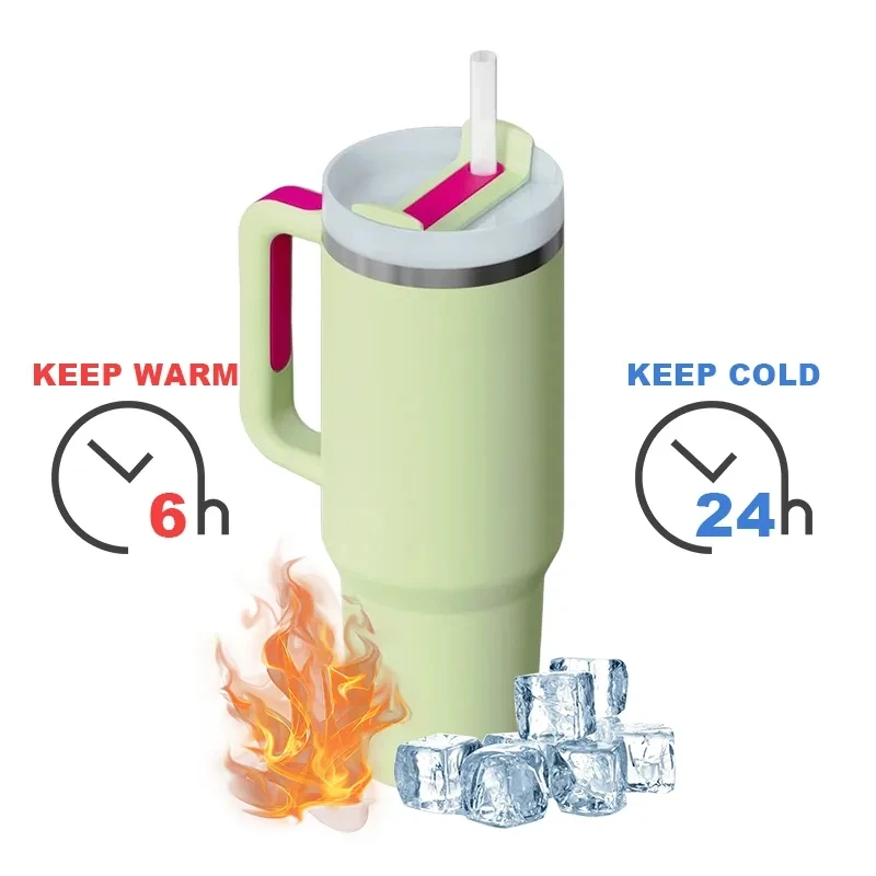 Insulated Cup with Straw Camping Mugs Hiking Festival Camping