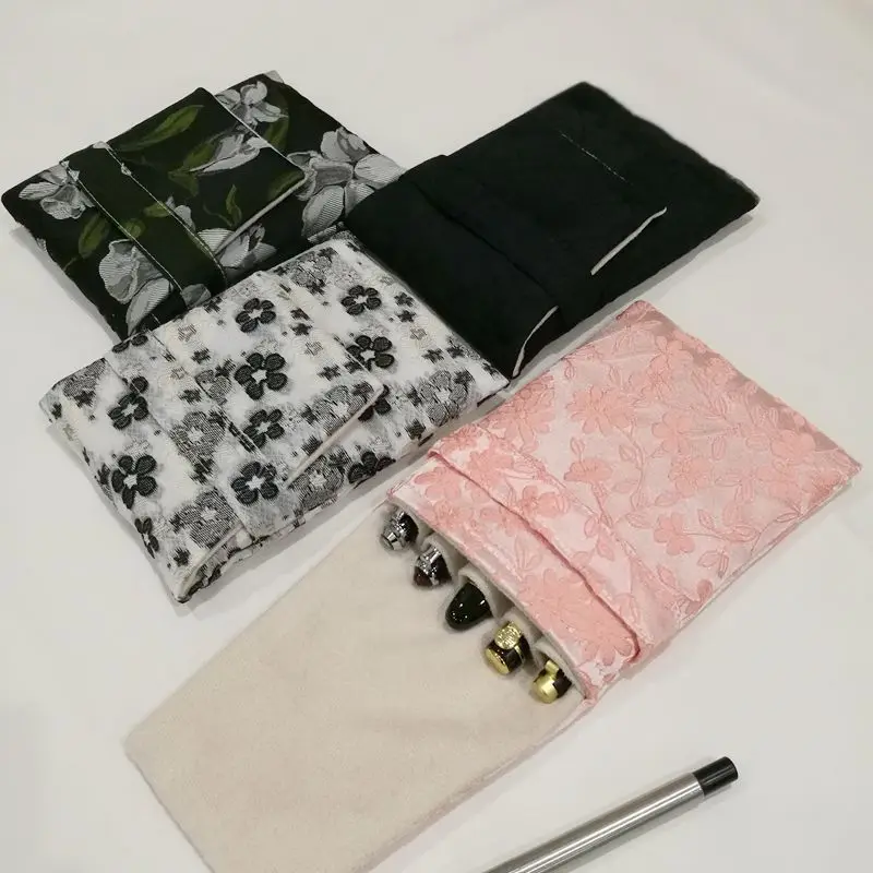 High-quality New Embossed Embroidered Pencil Case, 5-piece Pencil Case, Multi-piece Pencil Case, Portable Black-and-white Cotton