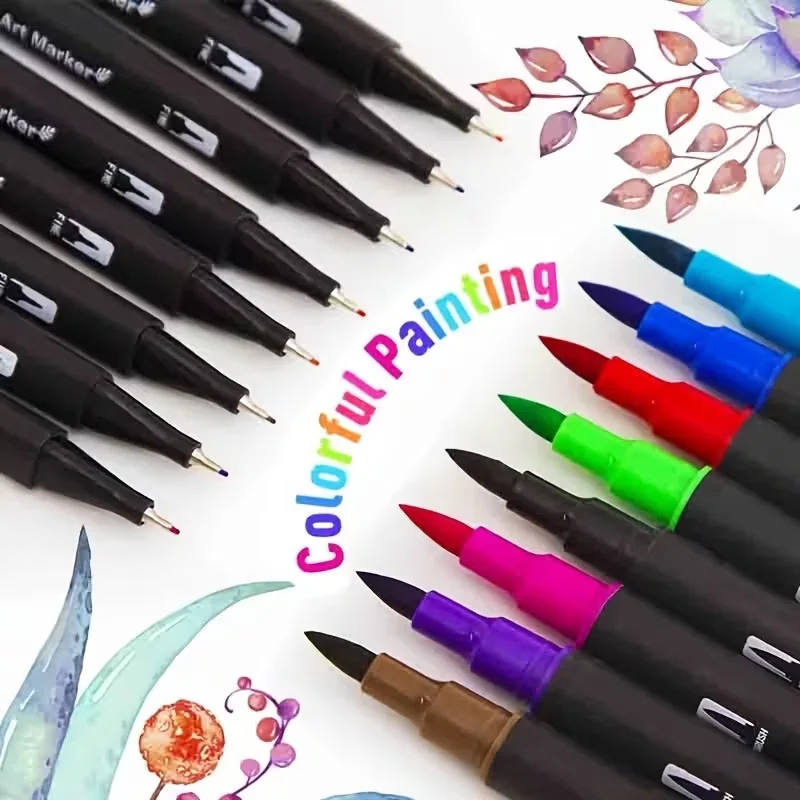 Pennarelli Acquerellabili a Doppia Punta Vibranti – Set Artistico per Disegno e Artigianato, Corpo in Plastica Resistente, Regalo di Natale - immagine 3
