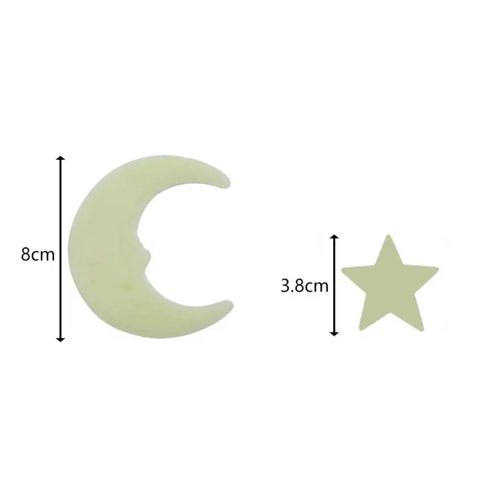 12Pcs Stars Moon Glow In Dark Fluorescent Decal Wall Stickers Kids Baby Rooms Bedroom Home Decor Fluorescent Star Stickers