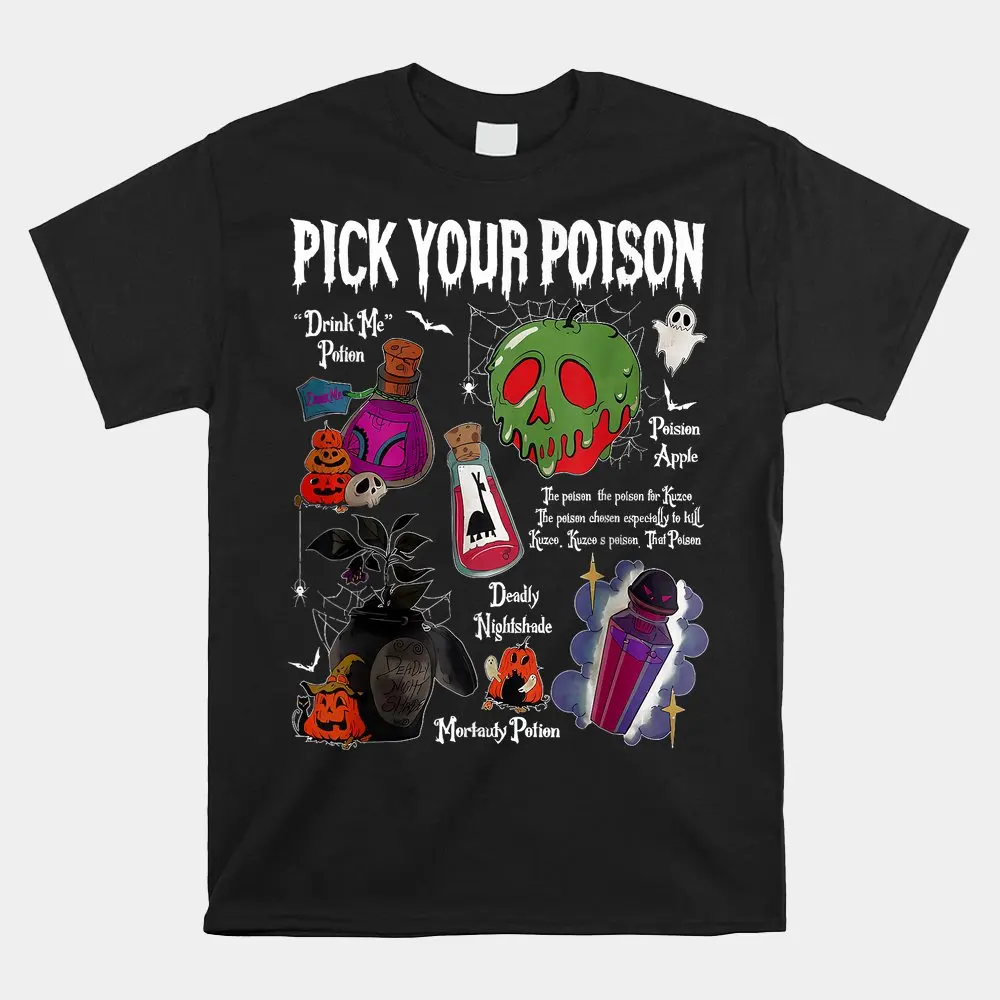 

Haunt Reaper Men T Shirt Pick Your Poison Halloween Party Spooky Shirt Print T-Shirt Soft Crew Neck Resort Wear