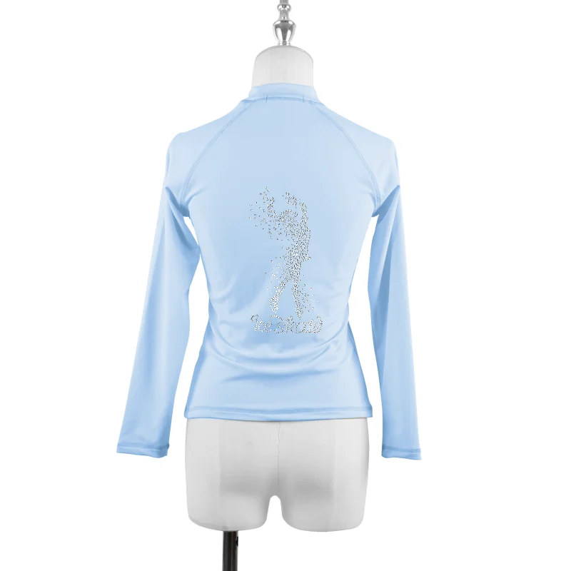 Figure Skating T Shirt Tops For Girl Women Adult Training Ice Skating Gymnastics Pullover Long Sleeve Diamond Pattern