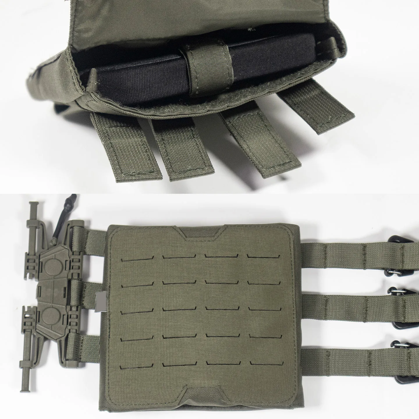 500D 전술용 사이드 파우치 2개 | 18×18cm 듀얼 MOLLE, 안정적, 보호+수납 기능이 하나로 통합된 조끼용 2-in-1 제품