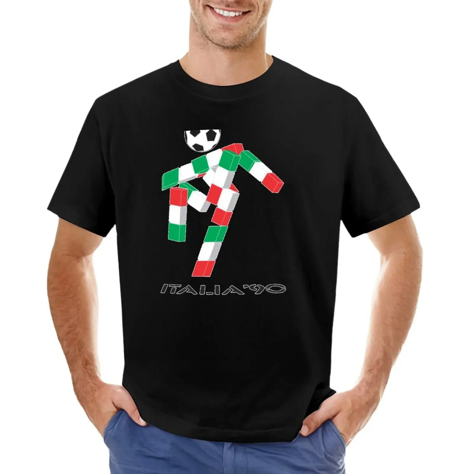 

Italia 90 footballer logo T-shirt boys animal print plus size tops tops tees mens t shirt graphic