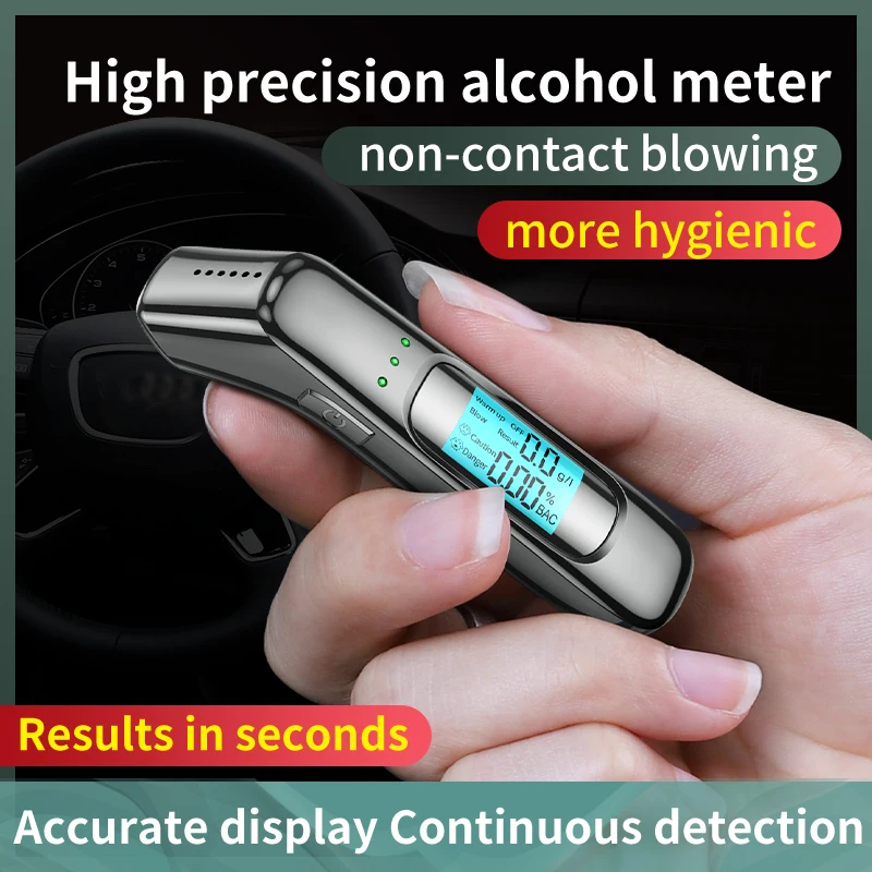 Non-contact Alcohol Tester High Precision Breathalyzer Alcometer USB Rechargeable LCD Display Digital Portable