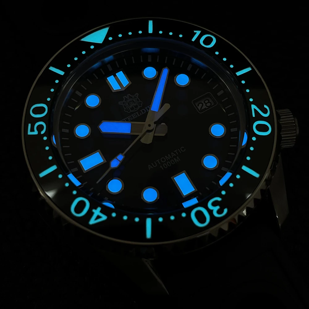 STEELDIVE Brand SD1968 44MM One-piece Case Green Dial 1000M Waterproof NH35 Automatic Dive Diver Watch Mechanical Watches