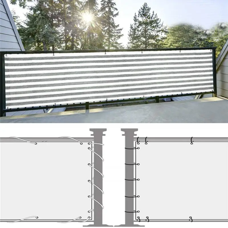 Graues Streifen-Sonnenschutznetz, Zaun, Sichtschutz, Netz für den Außenbereich, Sonnenschutznetz, Gartengehäuse, Netz, Auto-Markise, Pflanzen, Schuppenabdeckung – Detail 9