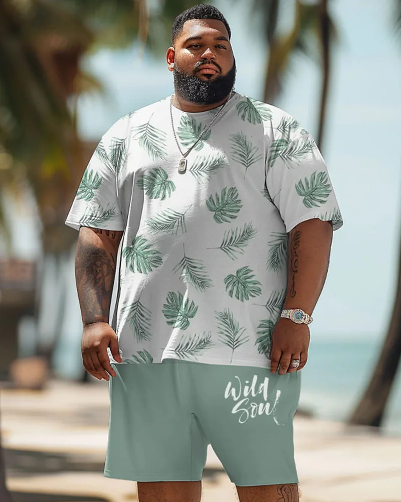 Biggmans Plus Size Set L-9Xl for Summer Oversize Hawaii Suit Men's Casual Colorblock Independence Day Pattern Print Large 9XL