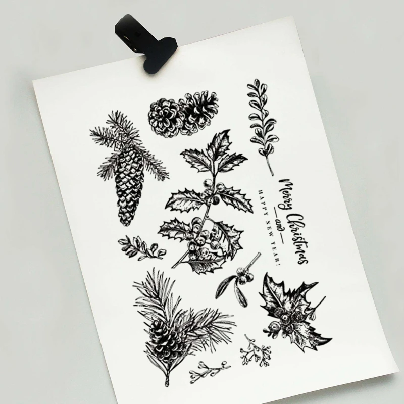 Christmas Pine Cones Silicone Clear Seal Stamp DIY Scrapbooking Embossing Photo K92A