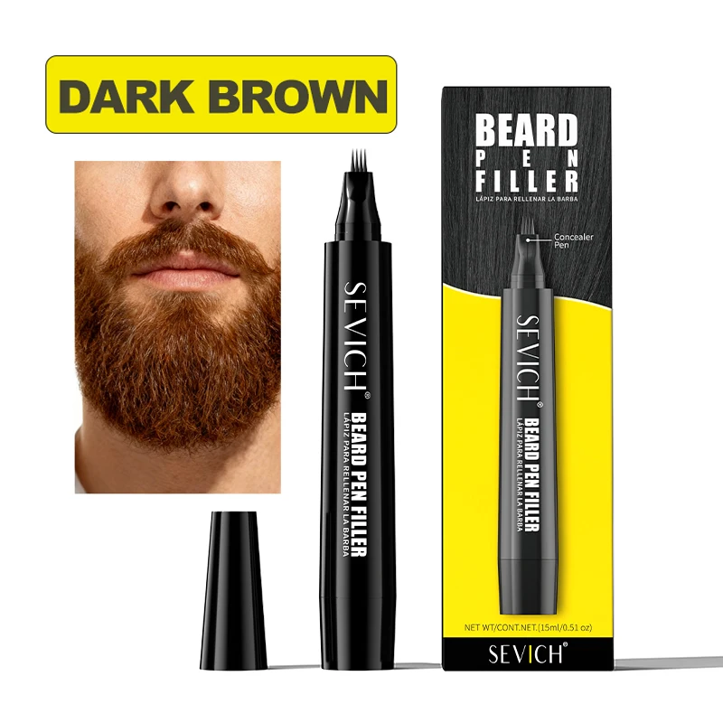 Lápis de enchimento de caneta de barba, à prova d'água, longa duração, intensificador de tintura de barba, reparação de bigode, ferramentas de modelagem de coloração, lápis de tingimento de cabelo