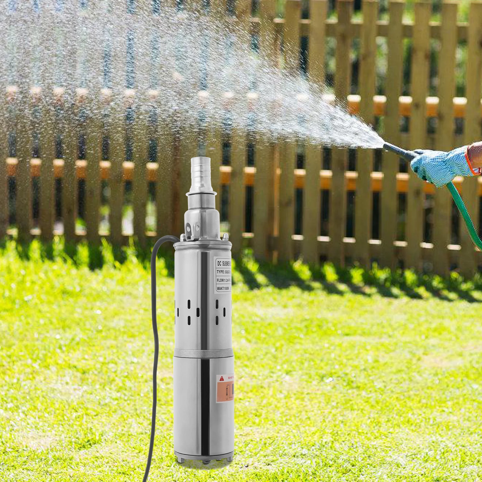 12V 180W Solar Pump Submersible Water Pump Stainless Steel Deep Well Pump Extracting Irrigation for Ponds, Lakes, Rain barrels