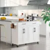 Kitchen Island Cart with Storage & Stainless Steel Countertop, Portable Kitchen Island on Wheels with Cabinet 3