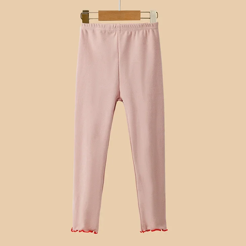 Girls Pants High Stretch Soft Leggings Plain Color Elastic Waist Kids Clothes