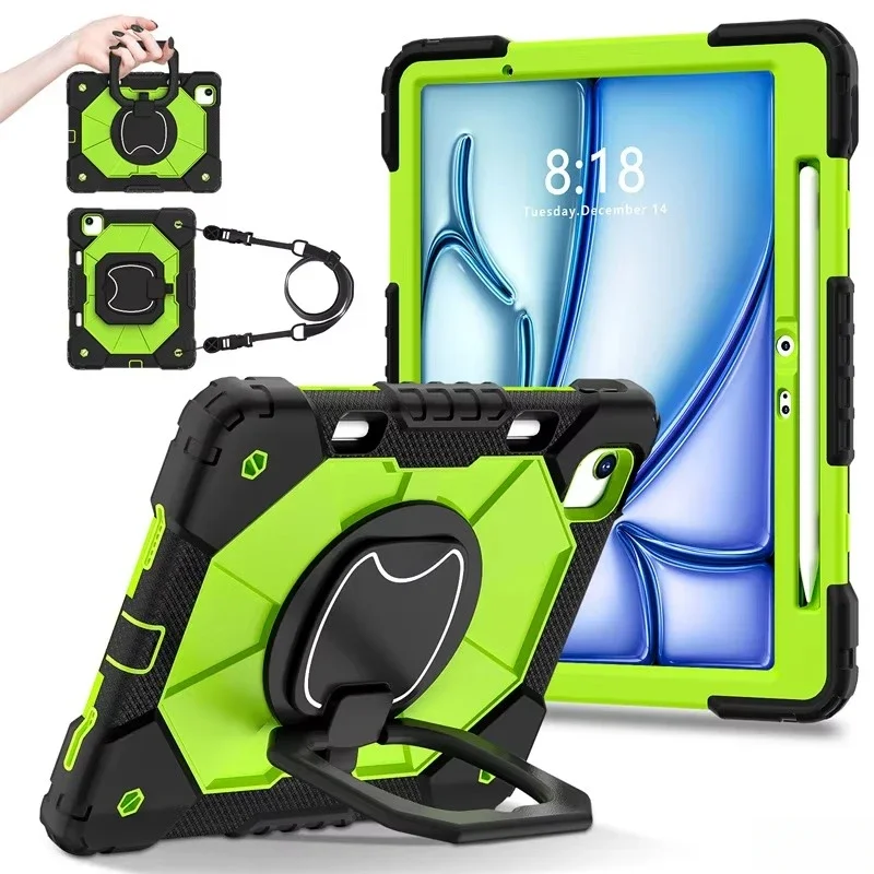 Heavy Duty Rugged Tablet Case with Pull Ring Stand and Strap, Shockproof Protective Cover