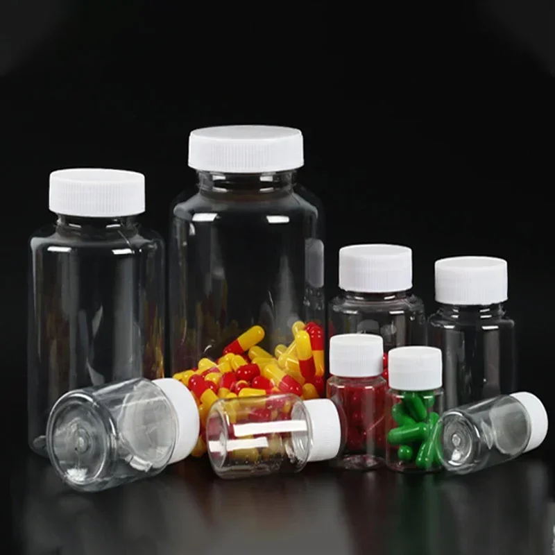 100Pcs Refillable Bottles Plastic Clear Seal Bottles Medicine Pill Vial Container Reagent Packing Bottle flacon vide plastique