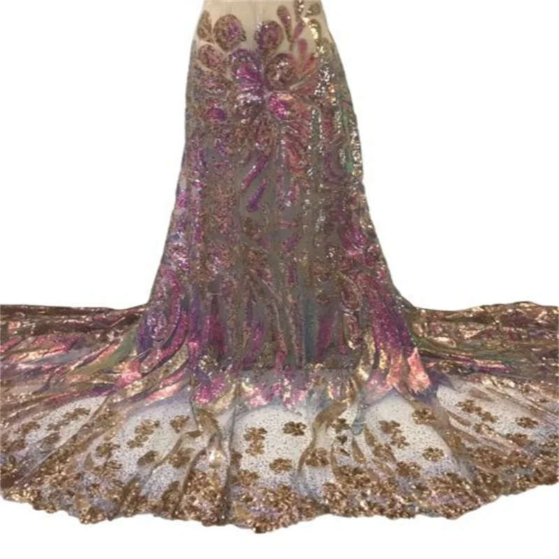 

Африканская кружевная ткань 2023 Розовая/Золотая Высококачественная французская сетчатая кружевная ткань с блестками нигерийские кружевные ткани для свадебного платья