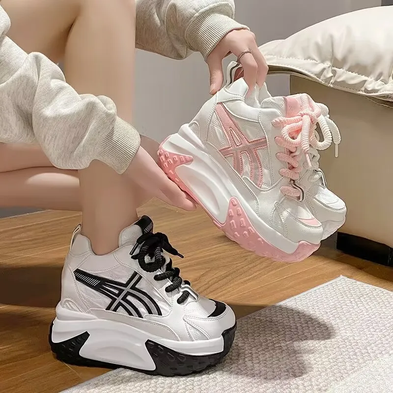 Platform Womens Vulcanized Shoes Breathable Women Sneakers Lace-up Ladies Casual Shoes Classic Chunky Women Shoes Tenis De Mujer