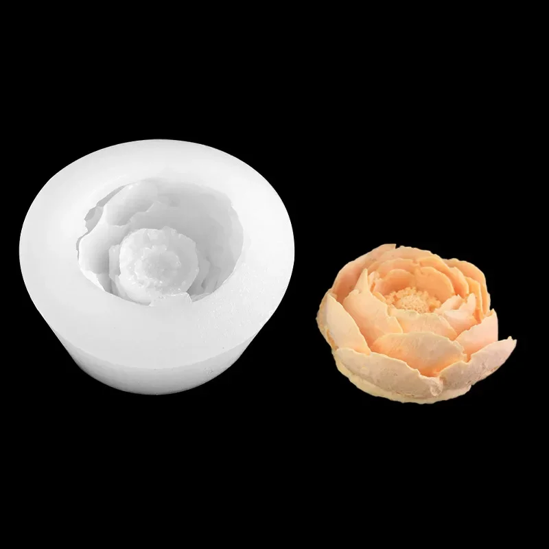 3pcs 3D Flower Shape Cake Fondant Silicone Mold Flower Candle Mold Cupcake Jelly Candy Chocolate Decoration Baking Tool Mould
