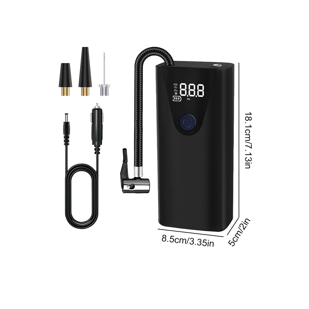 Car Tyre Inflator High Precision Portable Air Compressor Digital Display Handheld Inflatable Pump for Car Motorcycle Bike Ball