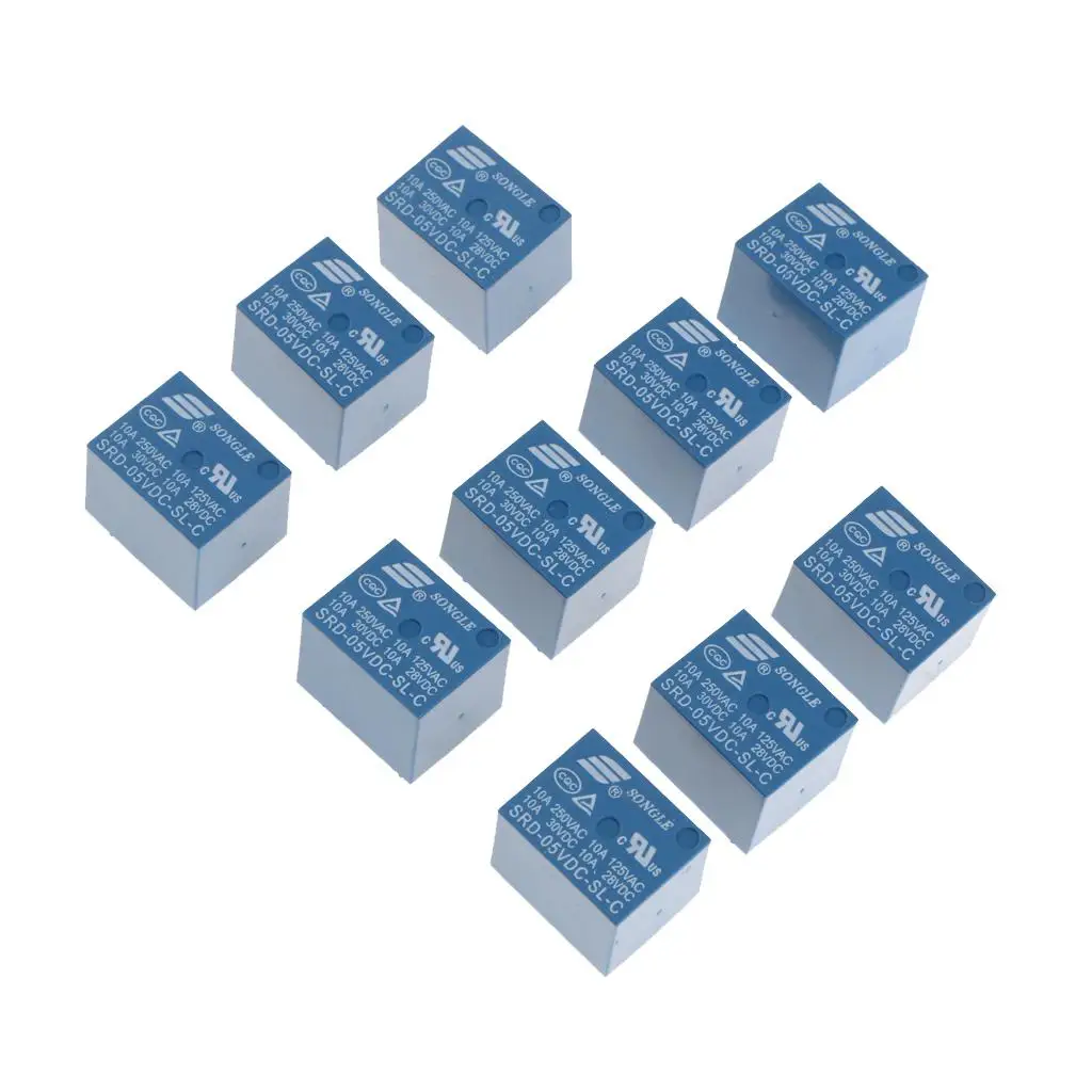 10 Pieces SRD 05VDC SL C 5Pin Power Relay 5V DC SPDT PCB Type Blue 10 Pieces SRD 05VDC SL C 5Pin Power Relay 5V DC SPDT PCB Type Blue