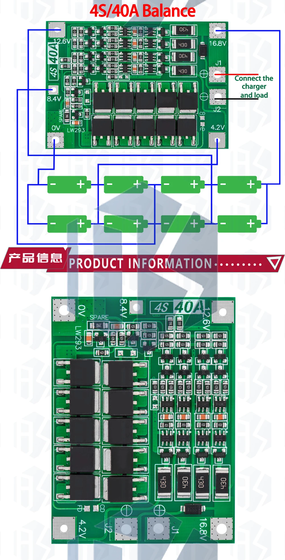 1 ~ 20PC EGBO 3S 4S 40A 60A Li-Ion Lithium-Batterie Lade Schutz Bord 18650 BMS für Bohrmotor 12,6/16,8 V Verbessern/ausgeglichen – Detail 15