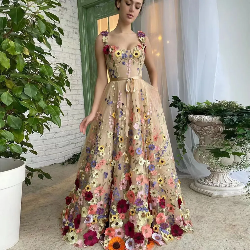 

New Women's Clothing Three Dimensional Flower Fashion Embroidery Sheath Sexy Dress Sleeveless Long Maxi Dress Summer
