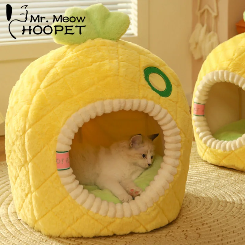 

Hoopet Cat Bed House Soft Plush Kennel Puppy Cushion Small Dogs Cats Nest Winter Warm Sleeping Pet Dog Bed Pet Mat Supplies