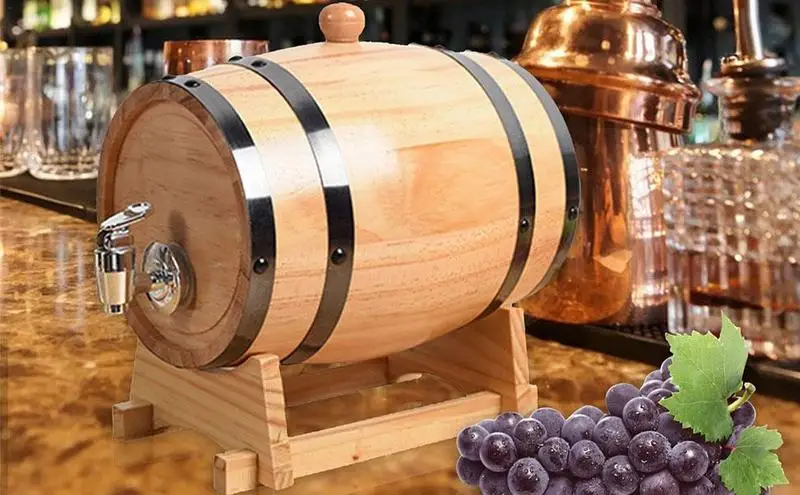 Wooden Barrel Vintage Oak Beer Brewing Equipment Wood Barrel Drink Dispenser With Faucet For Fine Wine Home Kitchen Supplies wine making tool wine barrel beer making tool