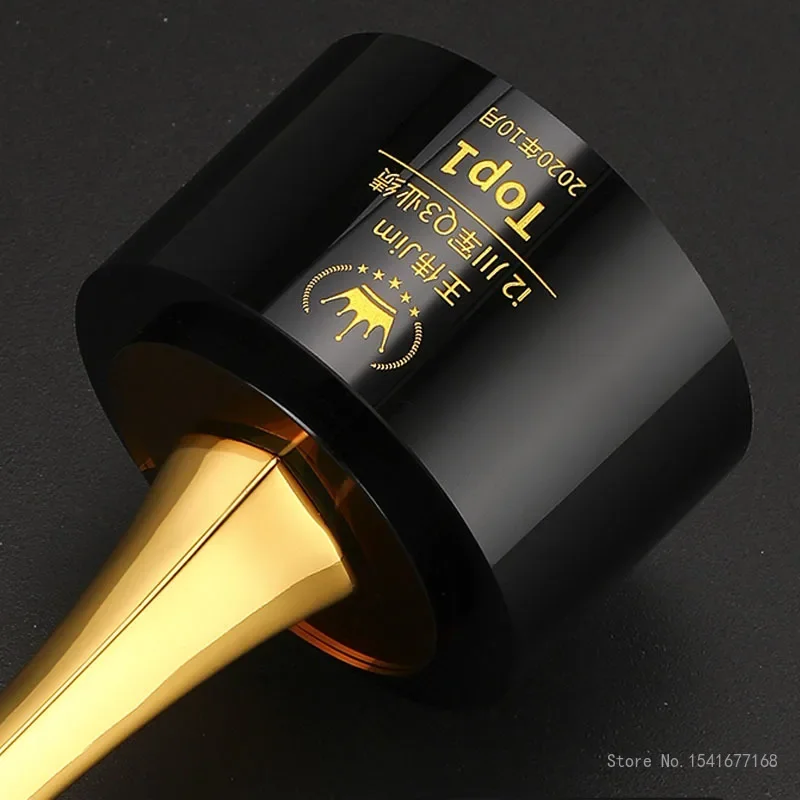 Customized Gold-Plated Metal Trophy, Crystal Base Engraved, Outstanding Employee Award Souvenirs, Home Decoration, High-end, 1pc