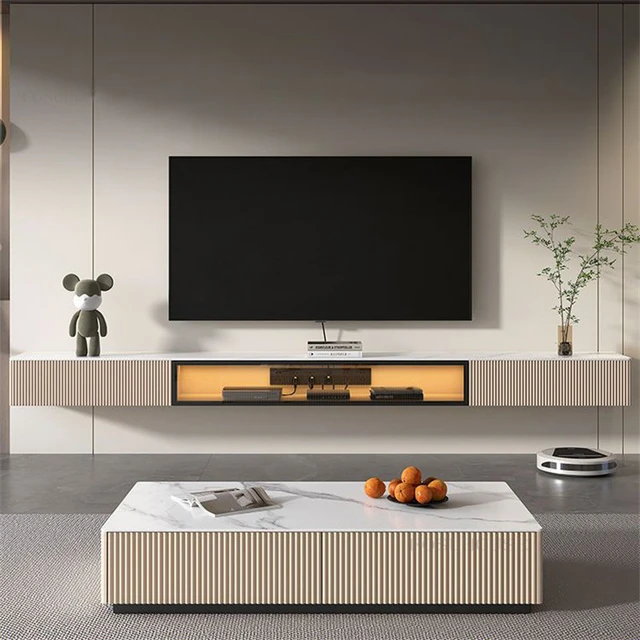 Soporte de TV de pizarra nórdica para sala de estar, mueble minimalista  moderno, armario de TV