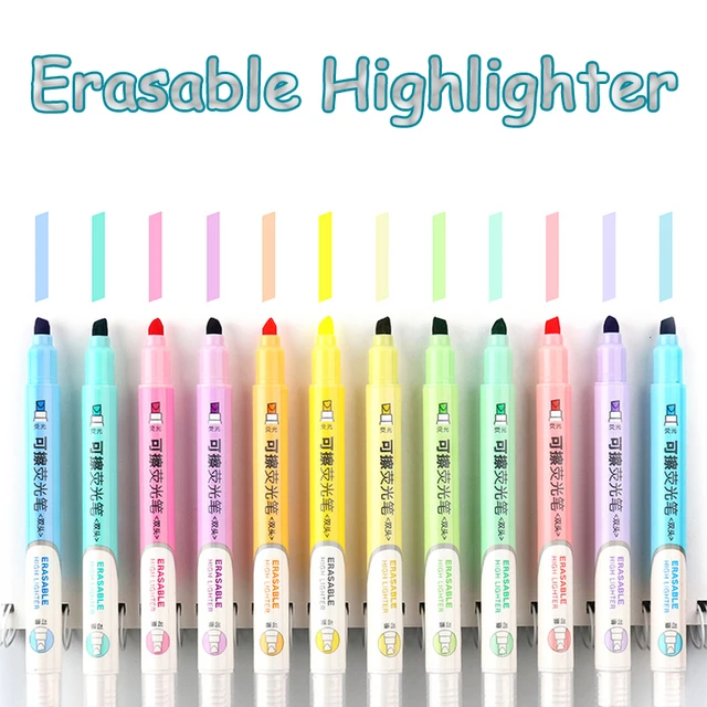 10 Colors Erasable Highlighters Highlighter Pen Markers Pastel Drawing Pen for Student School Office Supplies Cute Stationery