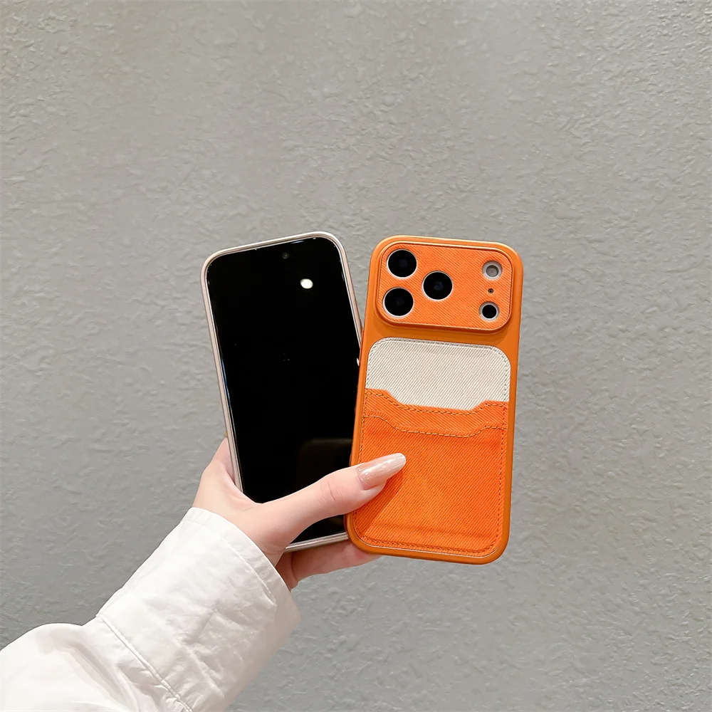 Elegant TPU Leather Card Holder Phone Case with Shockproof Back Cover and Lens Protection